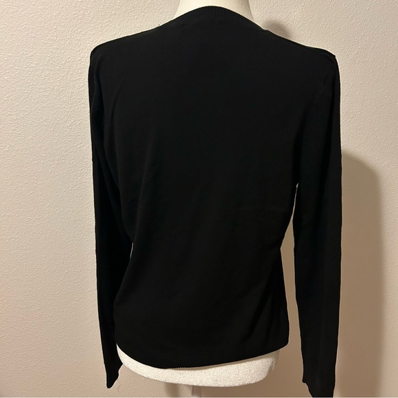 August Silk black silk blend crew neck sweater size XL fall winter classic soft - Picture 3 of 9